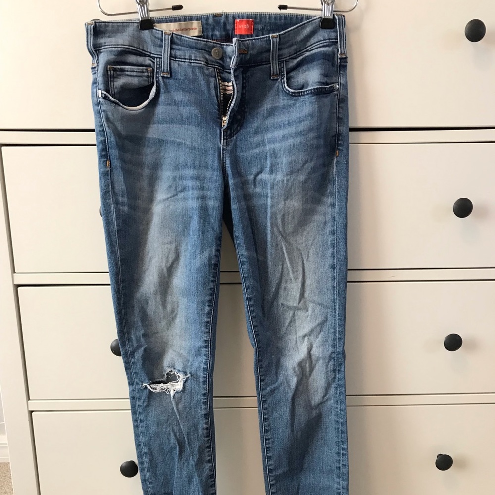 Pilcro and the Letterpress Light Wash Skinny Jeans